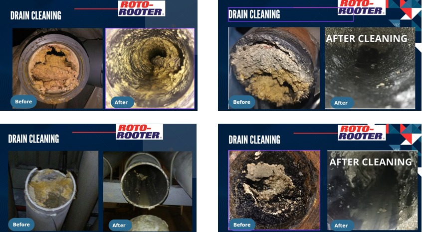before after pembersihan pipa roto rooter